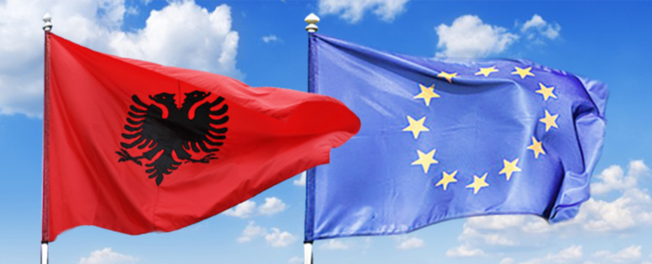 albanian and eu flags