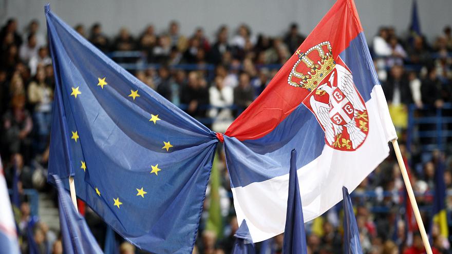 Serbia and EU flags